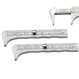 AAProTools 2pc Steel 80mm Sliding Metric and Inch Mini Caliper Gauge Retro Vernier Caliper Bead Wire Jewelry Measuring Tool