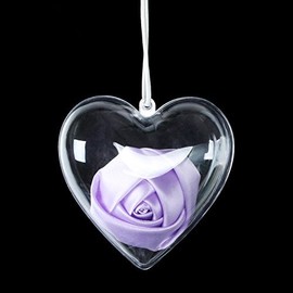 MEYA 10PCS Clear Plastic Acrylic Fillable Hearts Shape Ball Craft Ornament, DIY Bath Bomb Molds,Hanging Plastic Heart Ball Box (Heart, 80MM (2.56inch)