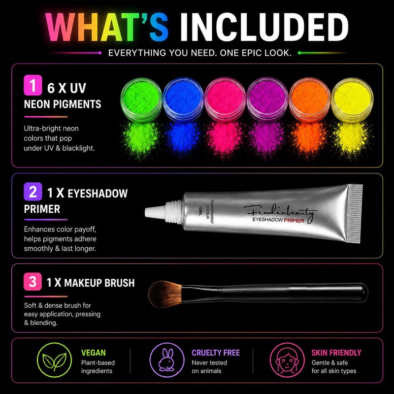 6 Color UV Reactive Neon Pigment Powder Set – Blacklight