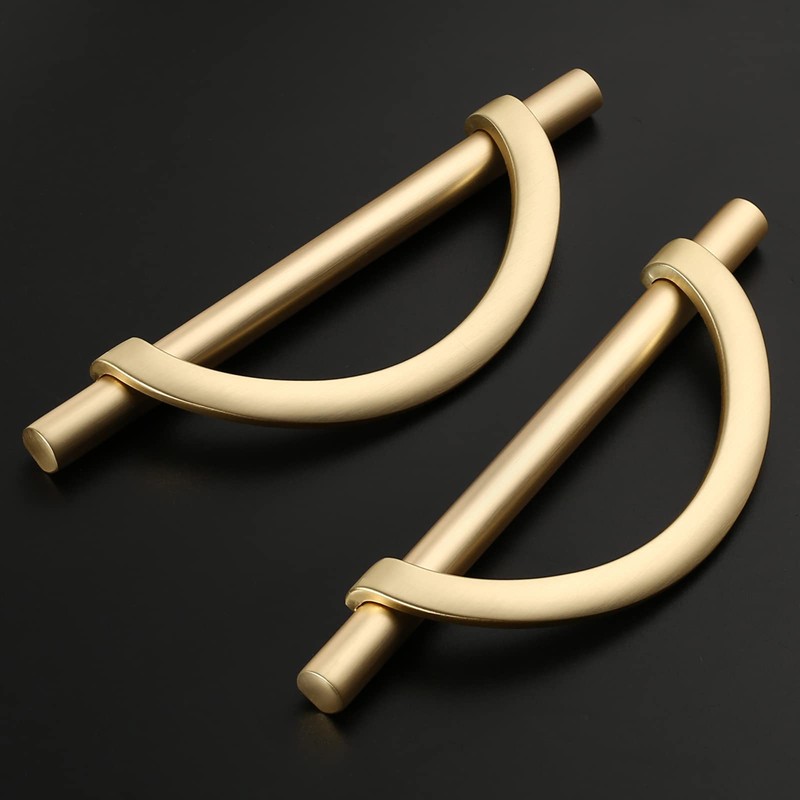 Amerdeco 10 Pack Brushed Gold Cabinet Pulls 5 Inch(128MM) Hole