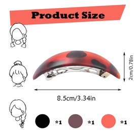 3 PCS French Design Hair Barrettes Oval Shape Automatic Hair Clips Medium Tortoise Shell Hair Clasps for Fine Medium Thick Hair Hair Accessories