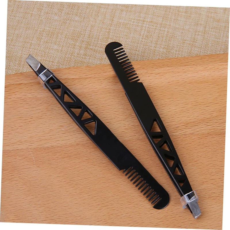 Baluue 2pcs Dual-use Eyebrow Trimmer Tweezers Makeup Accessories for Precision