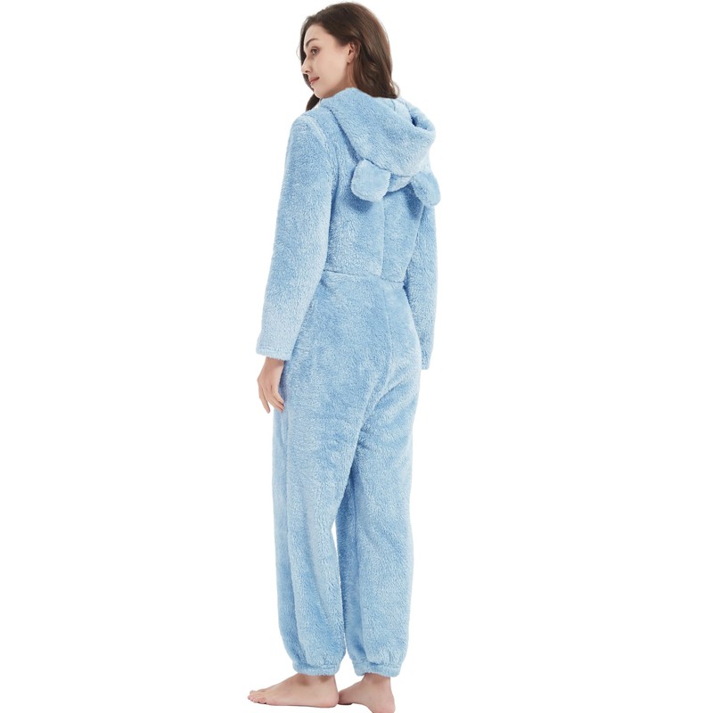 Kissonic - Mameluco peludo para mujer, Azul, L
