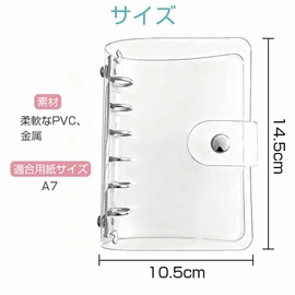 CHANGJIQ Clear Binder Cover A7 6-Hole PVC Made m6 Mini Personal Organizer Cover Notebook Shell Folder Sticker Book Transparent Protection Waterproof Metal Ring Refillable Snap Button Closure Cute