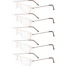 Eyekepper 5-Pack rostfrei Staal Rahmen Halb-AugenStil Lesebrille Leser Gold +1.5