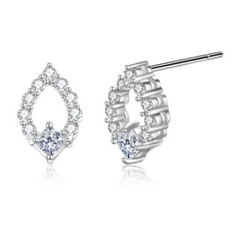 RoseJeopal Sterling Silver 925 Women's Stud Earrings, Teardrop Silver Small Earrings Studs with Sparkling Cubic Zirconia, Hypoallergenic Silver Cartilage Earrings Jewellery for Women Girls, Sterling