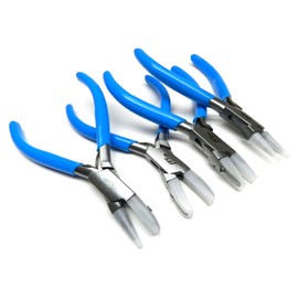 Nylon Jaw Pliers Set of 4 Jewelry Craft Bead Wire Working Bending Forming Hand Tools - Chain Nose Flat Nose Round Jaw Flat and Round with Extra Set of replaceable Nylon jaws Included with Each Plier