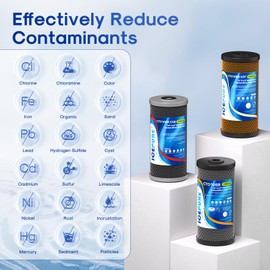 ICEPURE 4.5"x 10" Whole House Water Filter Set, 3-Stage Water Filtration System Combo Kit with Activated Carbon Block, KDF Cartridge and Upgraded Activated Carbon Heavy Metal Remove Filter, Pack of 1