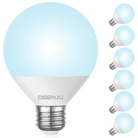 DEGNJU LED Vanity Light Bulbs, 60W Equivalent, Bathroom Light Bulbs 5000K Daylight White, 800 Lumens, G25 Globe Bulb for Makeup Mirror, Round Shape, 7W, 120V, Non-Dimmable, 6 Pack
