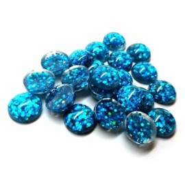 Unbranded 10 pcs Druzy Resin Embellishment Cabochons – 10mm – Glitter Style – Aqua Blue