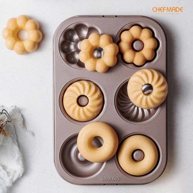 CHEFMADE Donut Shape, 3 Types, 6 Pieces, Torus, Flower Shape,