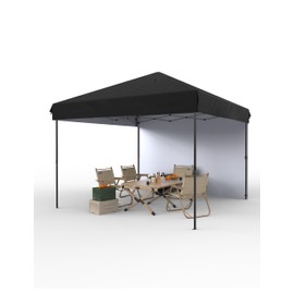 GAOMON 10'x10'Pop Up Canopy Tent, Instant Canopies Portable Gazebo with 1 Removable Sidewall, 4 Stakes, 4 Ropes for Outdoor Events, Patio, Party, Camping, Black