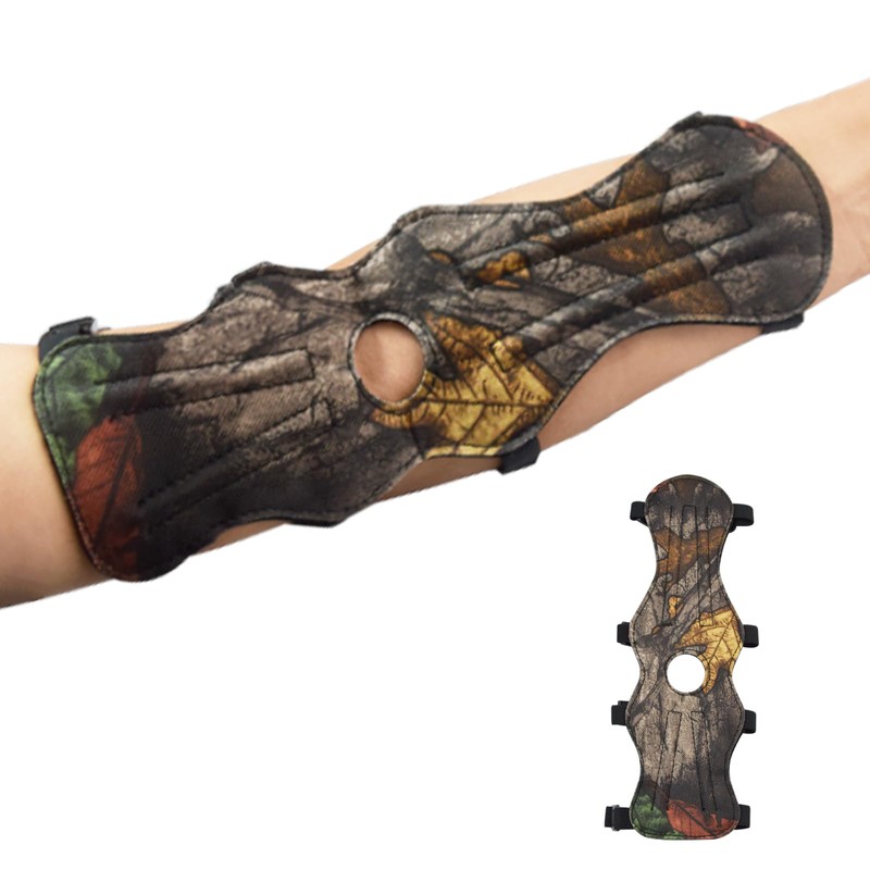 Archery Arm Guard Soft Leather Armguard Protector with 4-Strap Adjustable