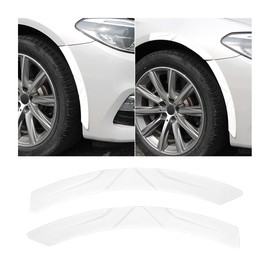BESULEN 2PCS Car Wheel Tire Eyebrow Strips, Auto Fender Flare Arch Lip Trim Strips, Silicone Anti Collision Self Adhesive Protector Sticker for Auto Body Edge, Universal Car Accessories (White)