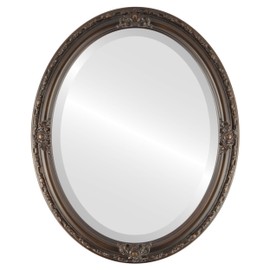 OVALCREST Oval Beveled Wall Mirror for Home Decor - Jefferson Style - Rubbed Bronze - 22x32 Outside Dimensions