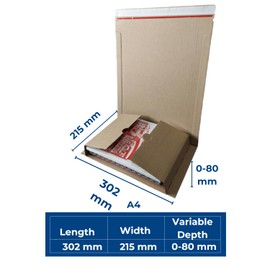 AKAR Book Wrap Mailer (302x215 + 80mm) A4 Postal Boxes for Posting Packaging & Secured Shipping | Protective Corrugated Cardboard Mailer cover from the edges | Perfect for Books, Catalog, Diary (25)