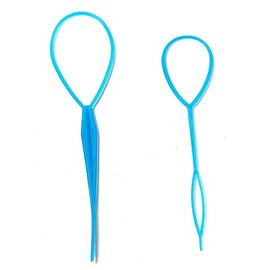 ruech 2 Topsy Tail French Braid Loop Hair Braid Ponytail Maker Hair Styling Tools Ponytail Creator Plastic Loop, Hair Accessories (Black)