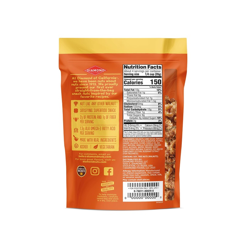 Diamond of California Pumpkin Pie Snack Walnuts, 4 oz, 1