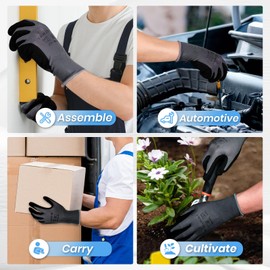 Velway Work Gloves for Men Women - 6 Pairs Firm Grip Nitrile Frosted Palm Coated Gardening Gloves Breathable Seamless Knit Nylon Dexterity Protecting Working Gloves for General Duty Work (Size 10/XL)