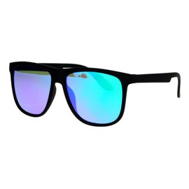 Classic Square Frame Sunglasses Unisex Fashion Matte Black Green Mirror Lens