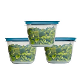 Utensilux Rubbermaid Storage Containers, Easy Find Lids, Teal, 7 cup, Flex & Seal, Leak Proof Lids, Food Storage Set, Clear Meal Prep Flex Containers, 3 Piece Bundle Set