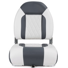 NESHULT Premium Marine A Pair of High Back Folding Boat Seat, Fishing Marine Seats with Stainless Steel Screws, White/Charcoal(2 Seats)