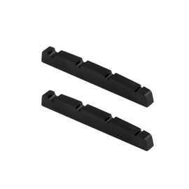 Metallor 4 String Graphite Bass Guitar Nut Pre-Slotted Top Nut Flat Bottom 42mm x 5.3mm x 3.5mm Compatible with Fender PB Bass Guitar Parts Replacement Set of 2Pcs Black.