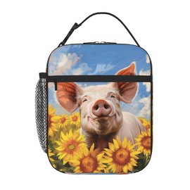 SARA NELL Funny Pig Lunch Bag, Reusable Insulated Lunch Cooler Box, Leakproof Thermal Lunch Bags for Work, Picnic, School or Travel, Multicolor, Animal Print