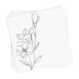 Bulk Napkins For Events - Soft Paper Napkins For Kitchen Set, Baby Shower, Bridal Shower - Cocktail Napkins Disposable (White with Silver Floral Design, Beverage Napkins (400 Napkins))