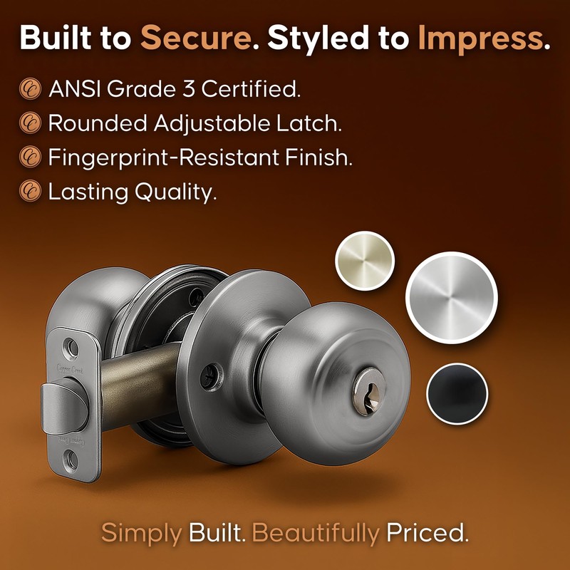 Copper Creek Colonial Entry Door Knob – Keyed Entry Handle