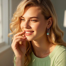 URONE Four Leaf Clover Earrings Sterling Silver Shamrock Clover Chain Long Threader Earrings St Patricks Day Jewellery Gifts for Women