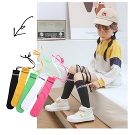 ZGKULAEAOW Socks, Dance Costume Accessories, Kids High Socks, Children's Dance Clothes, Cross Strap Socks, Dance Wear, Girls, Colorful Neon Colors, Flashy, Black