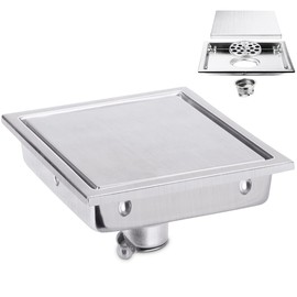 Drenaje Cuadrado De 6 Pulgadas De Acero Inoxidable Coladeras para BañO Cubierta ExtraíBle, DesagüE En El Suelo De Acero Inoxidable Colador Receptor De Pelo, AntiobstruccióN Y Olor