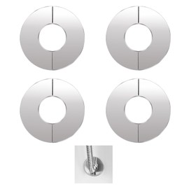 TTQiAnJ 4 Pieces Split Rosettes Pipe Collar, Split Wall Flanges, Stainless Steel Chrome-Plated Pipe Cover for Taps, Pipes, Radiator Pipes, Silver, Inner Diameter, 42 mm