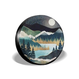 Mountains Nature Scenery - Funda de repuesto para neumáticos de paisaje de estrella, lago, resistente a la intemperie, ajuste universal para remolques, caravanas, camiones, remolques de viaje, 14