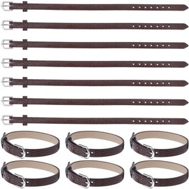 GORGECRAFT 20Pcs Traditional Kilt Extender Straps Necklaces 9x0.3 Inch Scottish Stirrup Armbands Non Slip Sleeve Holders PU Leather Cuff Belt Leather Luggage Tag Straps for Kilts Coat, Coconut Brown