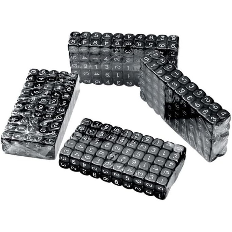 20Pcs Black Polyhedral Dice Set, 6-Sided Number Dice, 16mm, Round