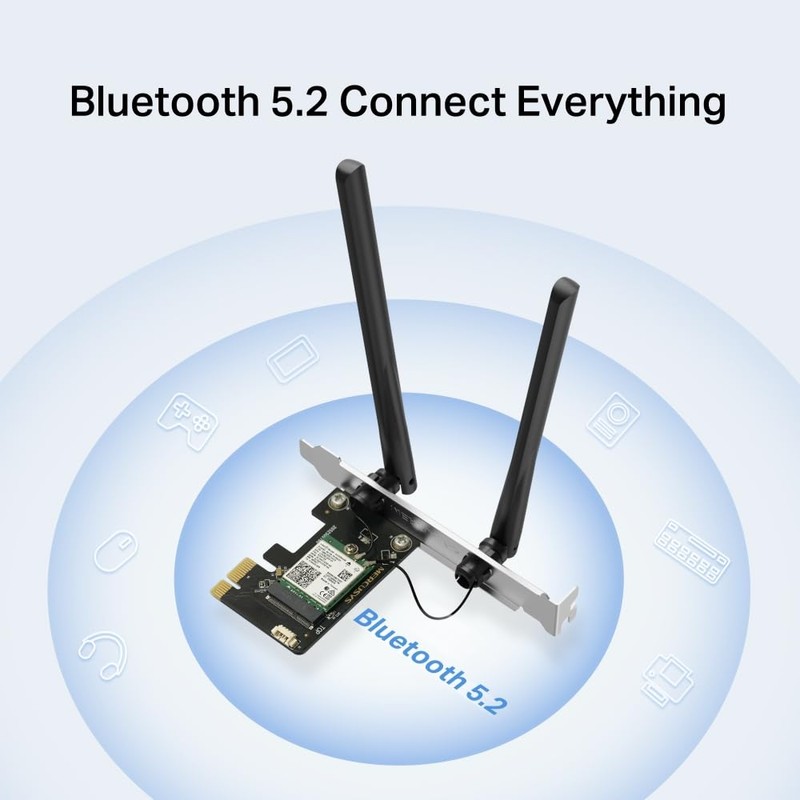Mercusys MA80XE AX3000 Wi-Fi 6 Bluetooth 5.2 PCIe Adapter, Wi-Fi