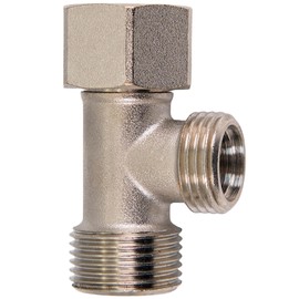 Bidet T Adapter - T Valve Adapter for Bidet, Made of Brass Coated Nickel (Thread Size 7/8' x 7/8' x 1/2'), 3 Way Tee Connector