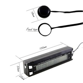 Car Digital Clock with Blue and Orange Backlight, Indoor Outdoor Thermometer Voltmeter Clock with Alert Function 12h/24h Modes