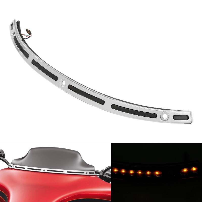 TCMT Windshield Trim LED Turn Signals Light Fit For Harley