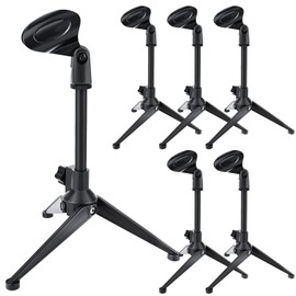 Yoiemivy 6 Pack Desktop Mic Stand Desk, Microphone Tripod Portable Foldable Table Microphone Stand Universal Adjustable Mic Holder with Mic Clip Compatible With Samson Q2U Sm57 Sm58 Sm86 Sm87