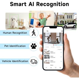 Rraycom WiFi Camera for Home Security, 2K Indoor Security Camera, Window Camera with Playback, AI Motion Detection, Color Night Vision, 2-Way Audio, Cloud&SD, Works Alexa&Google Assistant