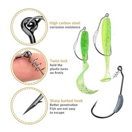102pcs Wacky Worm Fishing Lure Kit Neko hooks Rig Tool Kit with Soft Plastics Lures O-Rings, Worm Hooks, Weighted Swimbait Hooks, Lead Weights, Fishing Swivels with Interlock/Tackle Box