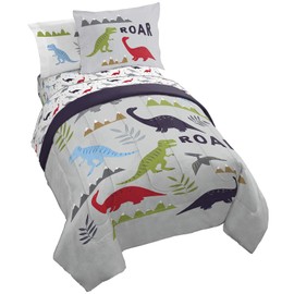 Jay Franco Trend Collector Dinosaur Roar 5 Piece Twin Bed Set - Includes Comforter & Sheet Set - Super Soft Fade Resistant Microfiber Bedding