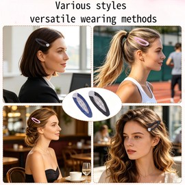 20 Pcs Metal Snap Barrettes, Oval Tortoise & Color Non Slip Flat Clips for Women Girls