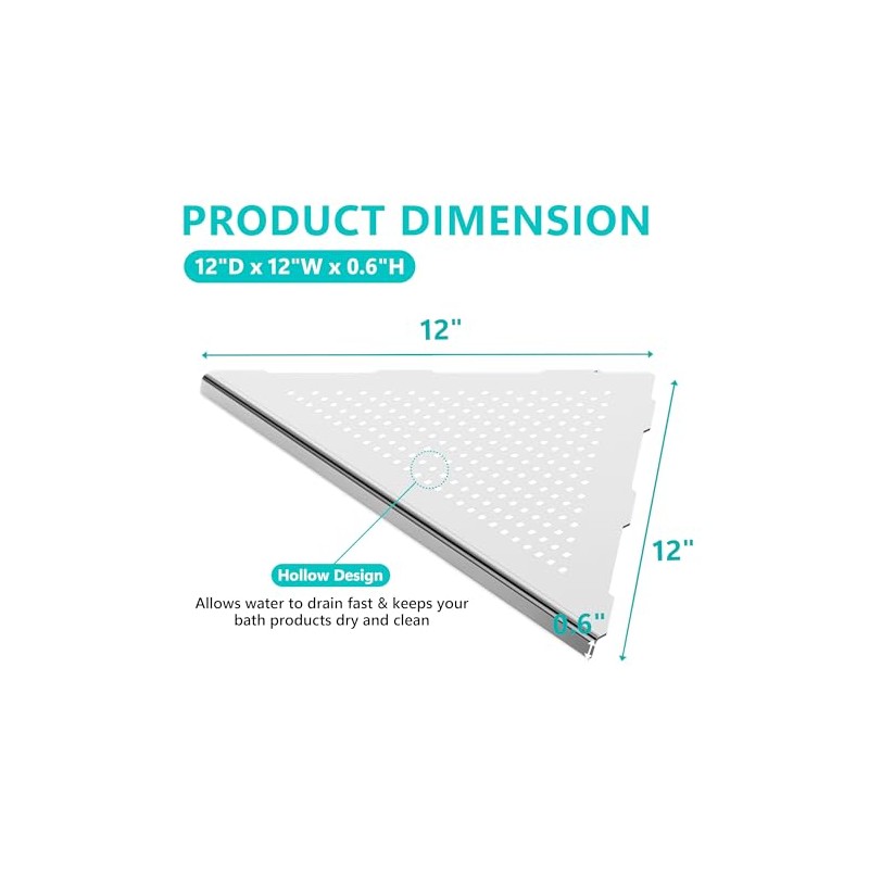 Qeke 2 Pack Bathroom Corner Shelf, Recessed 12" Corner Shower