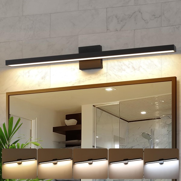 Joosenhouse Black Vanity Light for Bathroom Dimmable 5CCT Bath Light