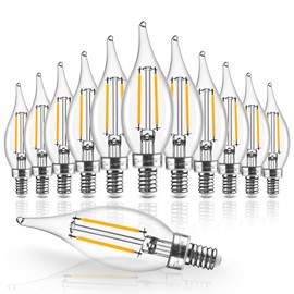 Hizashi E12 Candelabra Bulbs 40 watt Equivalent, 90+ CRI E12 LED Bulb Dimmable Flame Tip Chandelier Light Bulbs, 4W 450LM 2700K Soft Warm White, CA10, UL Listed,12 Pack