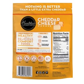 Healthier Comforts Cheddar Cheese Powder | Premium Yellow Cheddar | Batch Tested Gluten Free, Kosher | Cheesy Goodness for Popcorn, Pasta, Fries, Mac and Cheese, Macaroni and Cheese | Shelf Stable Seasoning (7 oz)
